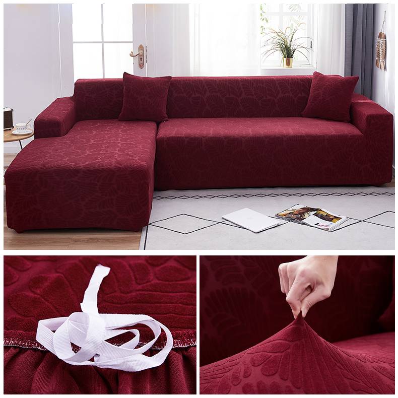 tấm bảo vệ sofa dày Jacquard bọc ghế sofa in rắn cho phòng khách bọc ghế sofa góc bìa trượt hình chữ L