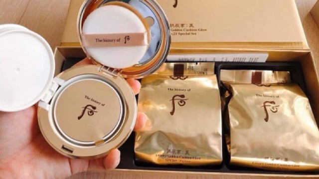 Set phấn nền Cushion Whoo GongJinhYang Mi Luxury Golden