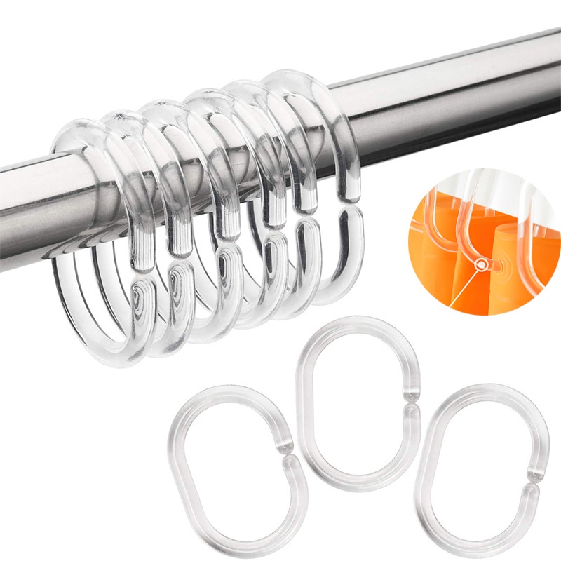 Set 12 Móc Chữ C Trong Suốt Treo Rèm Cửa Tiện Dụng Cho Nhà Tắm