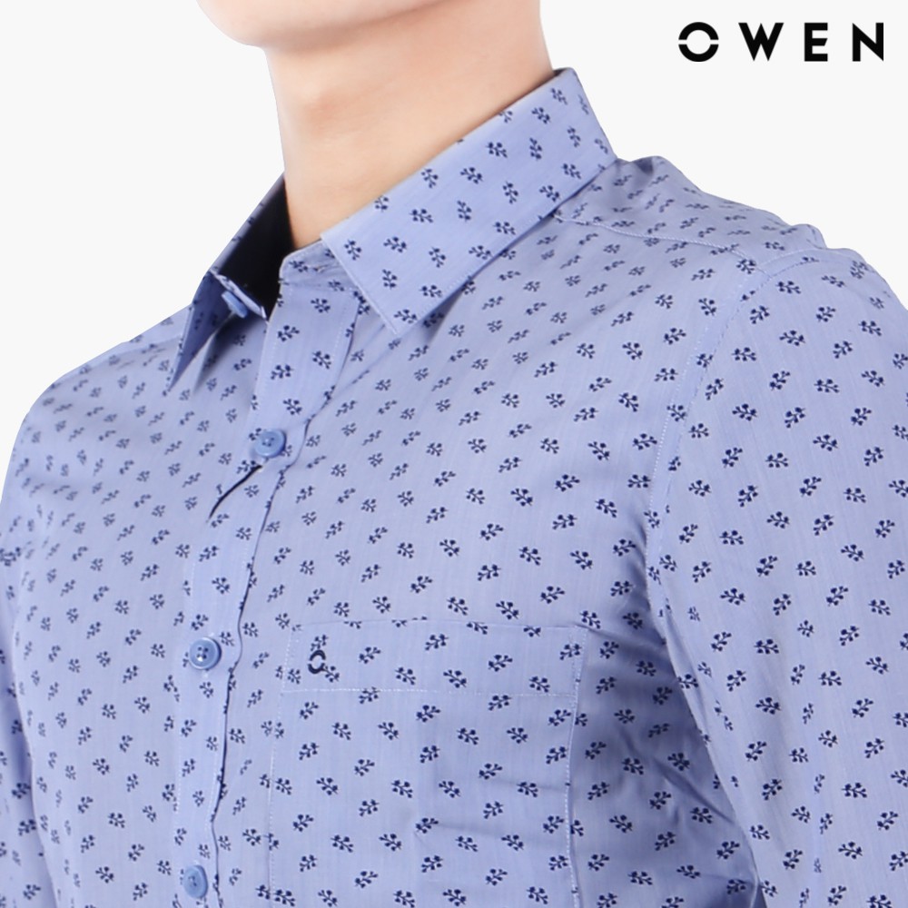 Áo Sơ mi dài tay OWEN Bamboo Slimfit màu xanh - AS91449DT