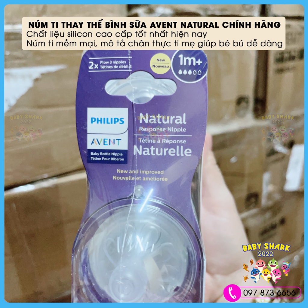 [Mẫu mới] Combo 2 Núm ti thay thế Philips Avent chính hãng size 1,2,3,4,5