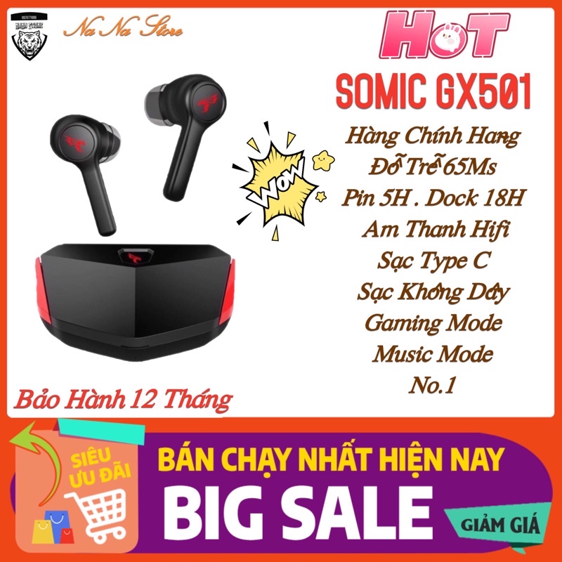 Tai nghe Gaming SOMIC GX501 , Độ trễ thấp ~65ms ! Phiên bản sạc không dây mới nhất ( Chính Hãng )