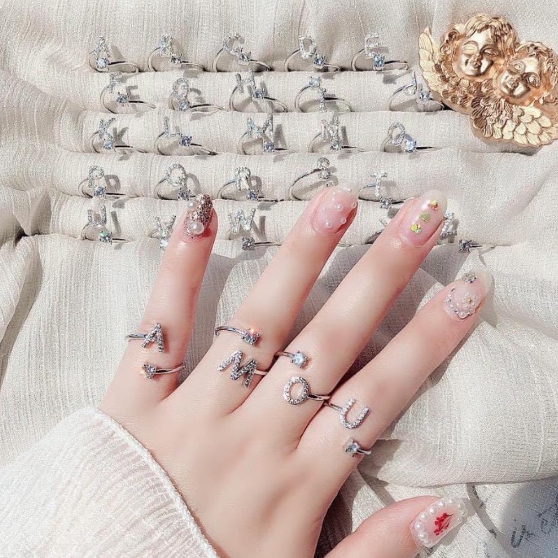 Nhẫn chữ cái bạc ta free size - Vàng Bạc Khải Khải