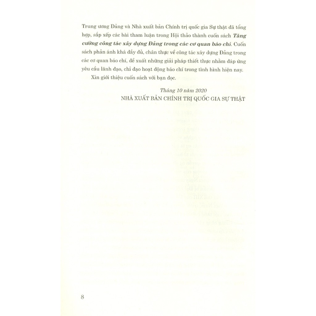 Sách - Tăng Cường Công Tác Xây Dựng Đảng Trong Các Cơ Quan Báo Chí | BigBuy360 - bigbuy360.vn
