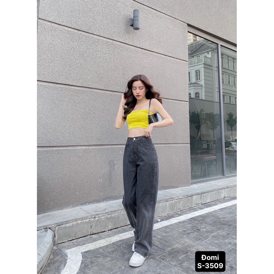 Quần Jean Suông Nữ MunMunStore Jean Suông Loang Xám Đen Màu  Basic, Lưng cao Hack Dáng135