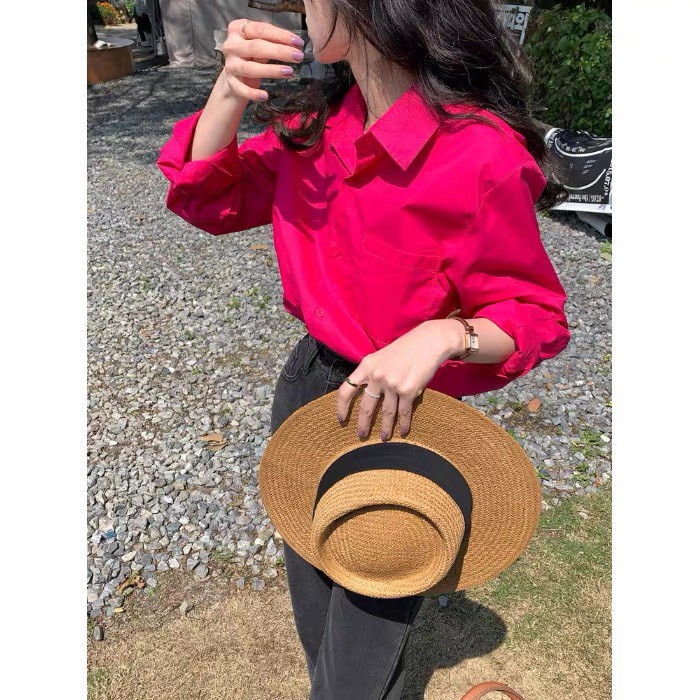 Áo Sơ Mi Nữ form rộng Lụa hàn Kiểu dáng ulzzang vintage thời trang Hàn Quốc Siêu hot lavusa -SM123
