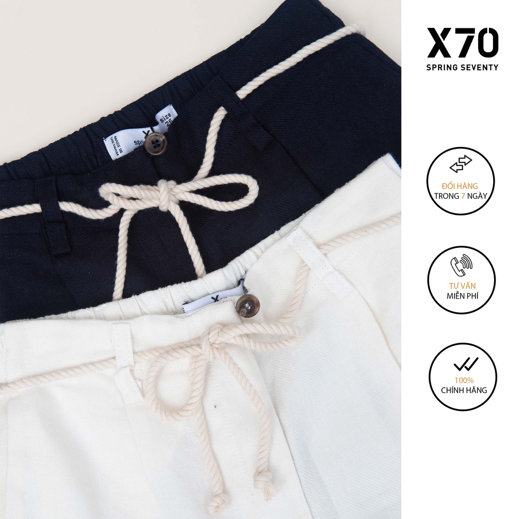 Quần Linen Nữ Trơn Kiểu Dáng Ống Suông Lưng Chun Thiết Kế Dây Đai Thắt Lưng Thời Trang X70 - 05630001