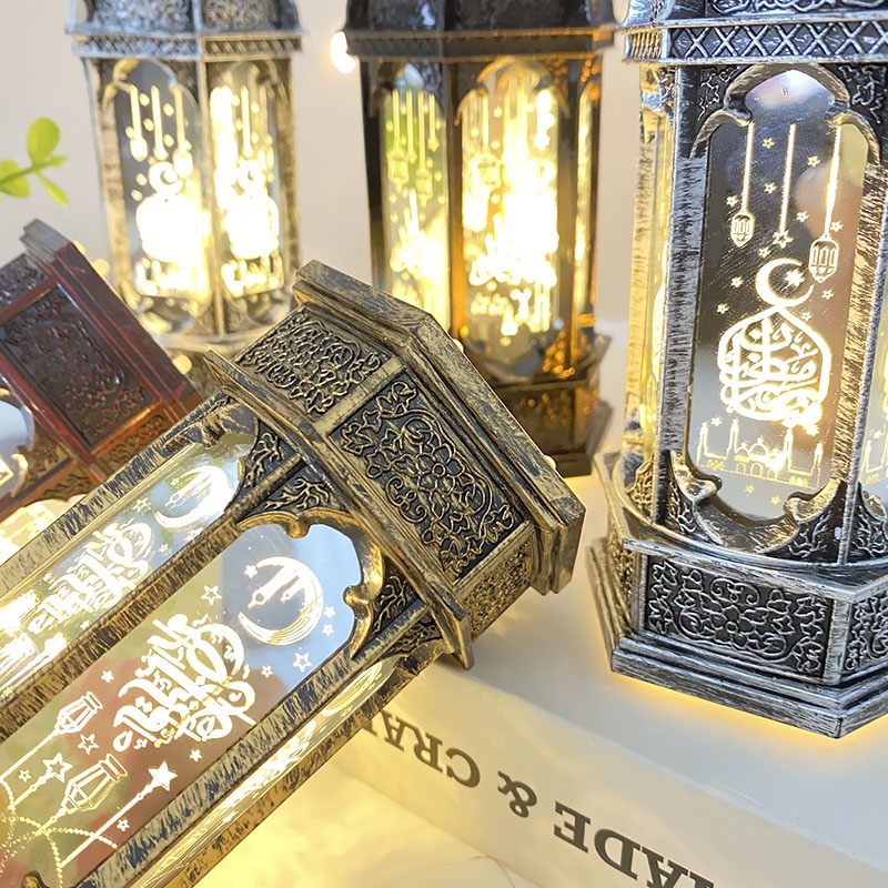 Đèn LED Để Bàn Bằng Nhựa Phối Kim Loại Chạy Pin Thiết Kế Nhỏ Gọn Phong Cách Retro Độc Đáo