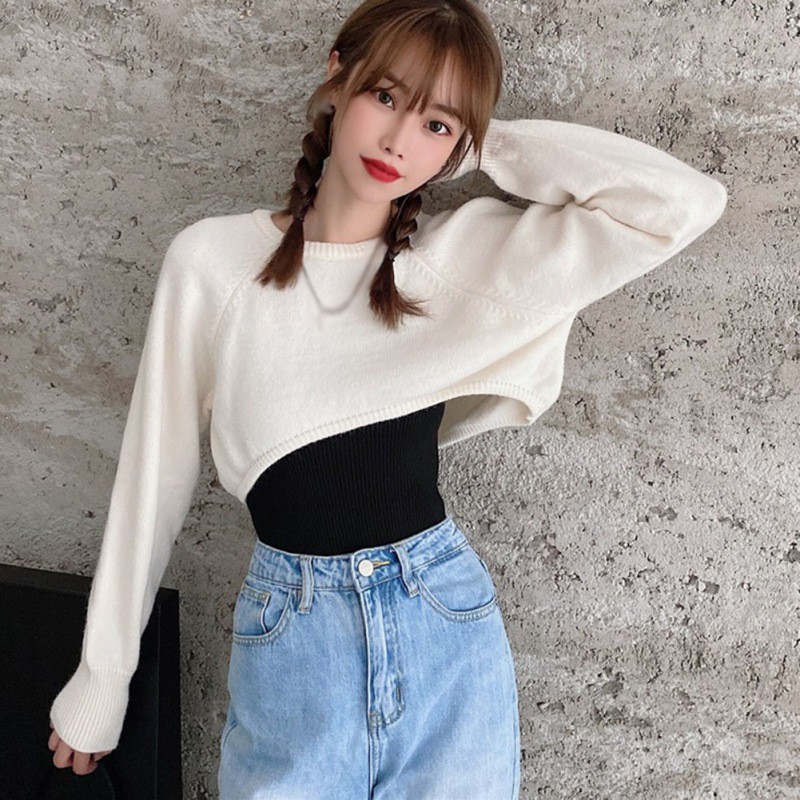 Áo Sweater Dệt Kim Phong Cách Retro Xinh Xắn Cho Nữ