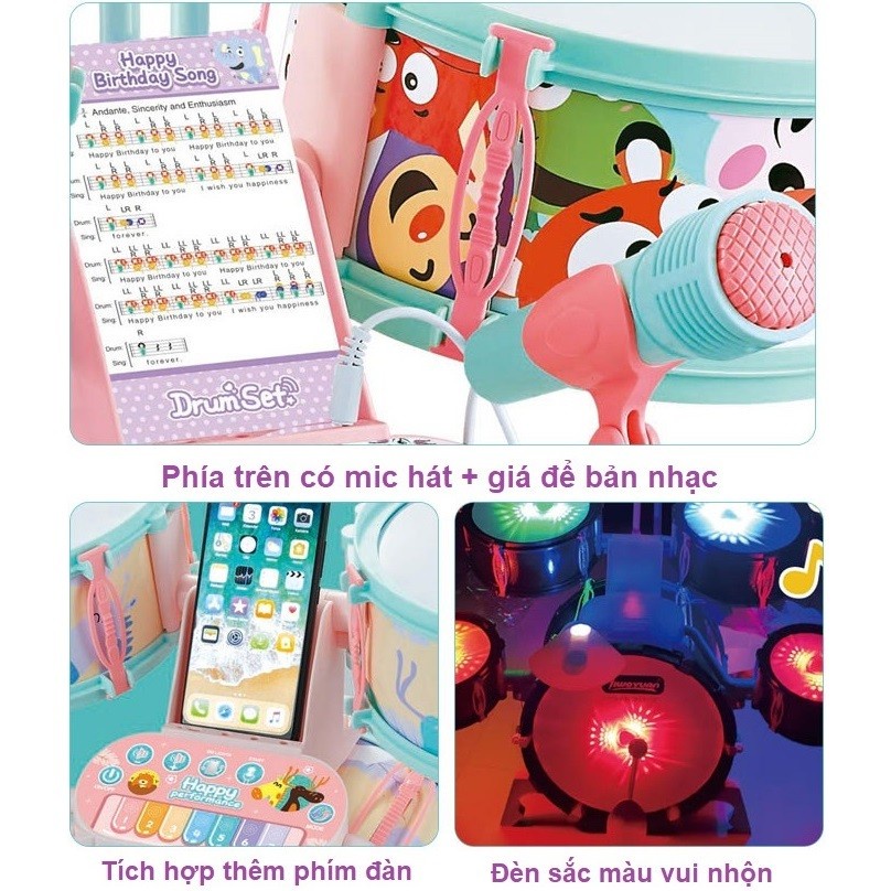 Bộ trống đồ chơi BBT GLOBAL kèm đàn cho bé cỡ lớn nhiều chức năng Q532A