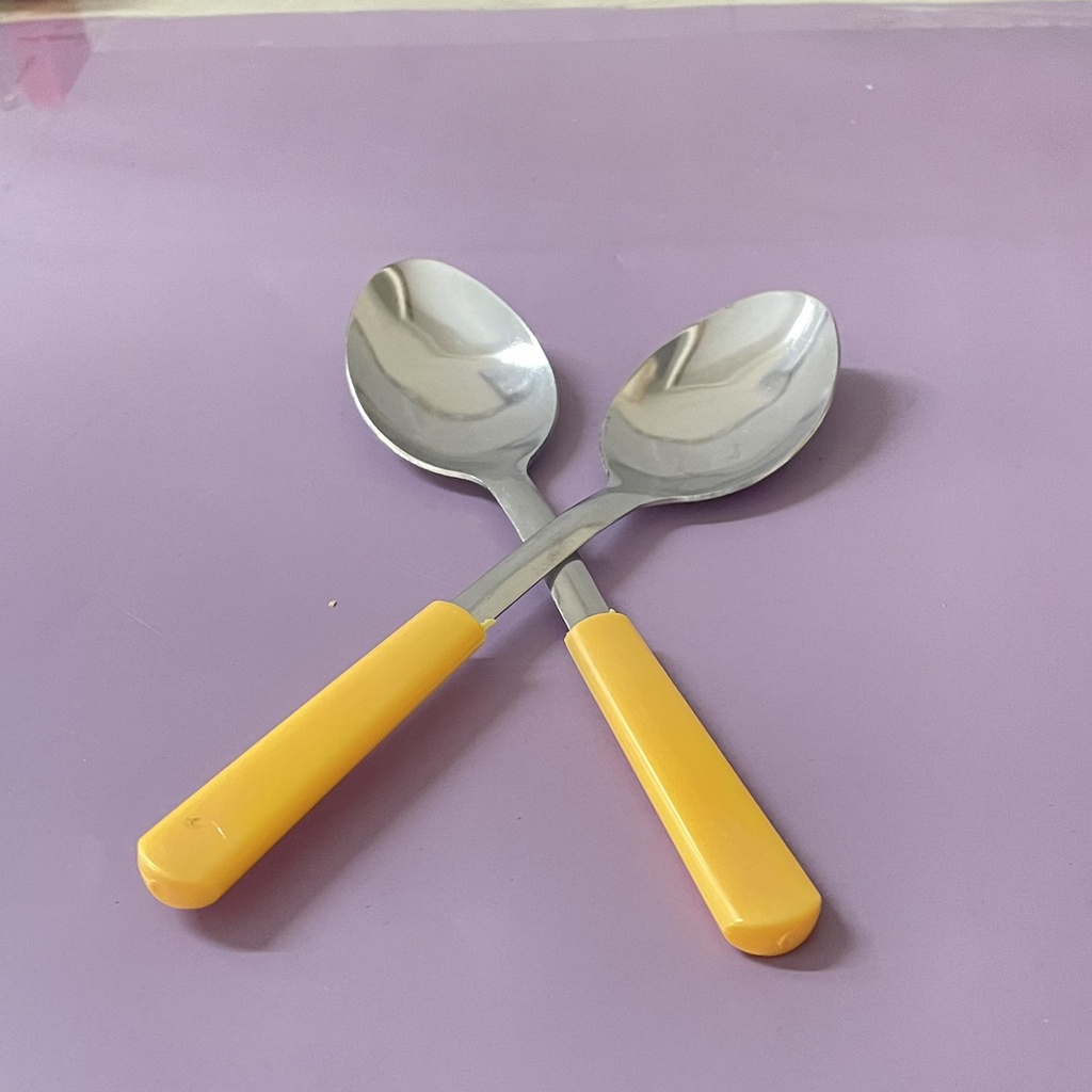Muỗng Inox Ăn Sup Cán Nhựa Cao Cấp