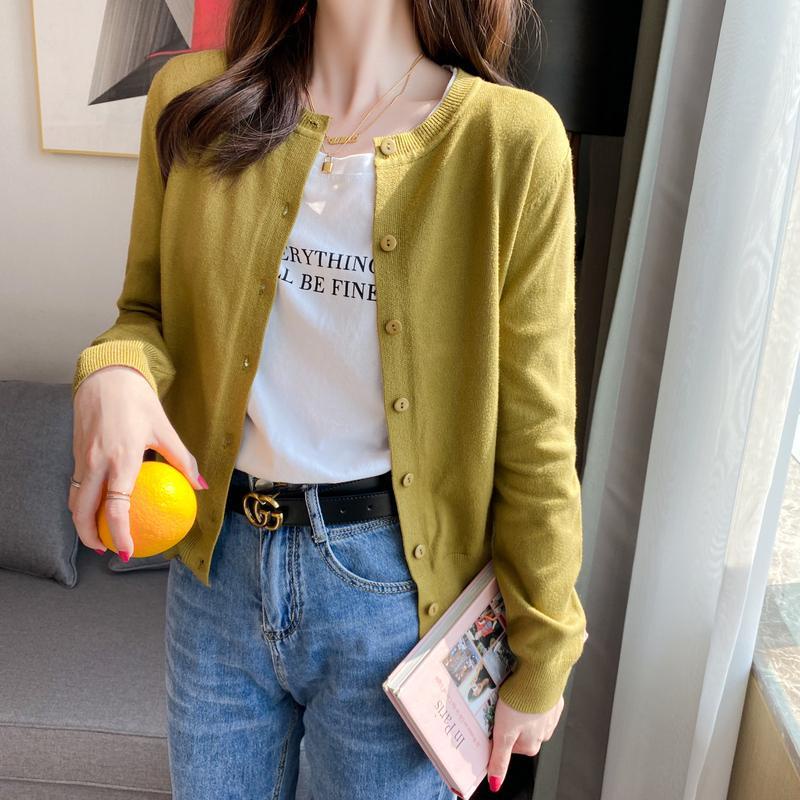 Áo Khoác cardigan Dệt Kim Mỏng Dáng Ngắn Thời Trang Xuân Thu Cho Nữ