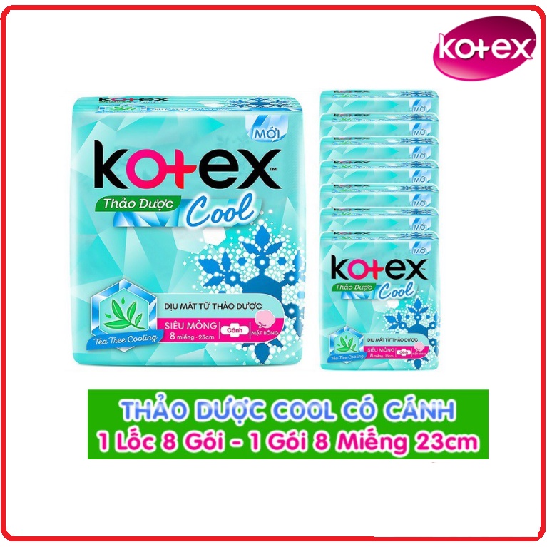 Combo Lốc 8 Gói Băng Vệ Sinh KOTEX Cool Gói 8 Miếng 23cm