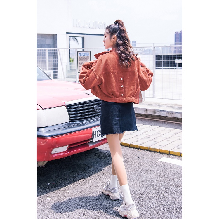 Áo khoác kaki nữ croptop lửng hàn quốc cao cấp tay dài nút sau phong cách trẻ trung Tulibs