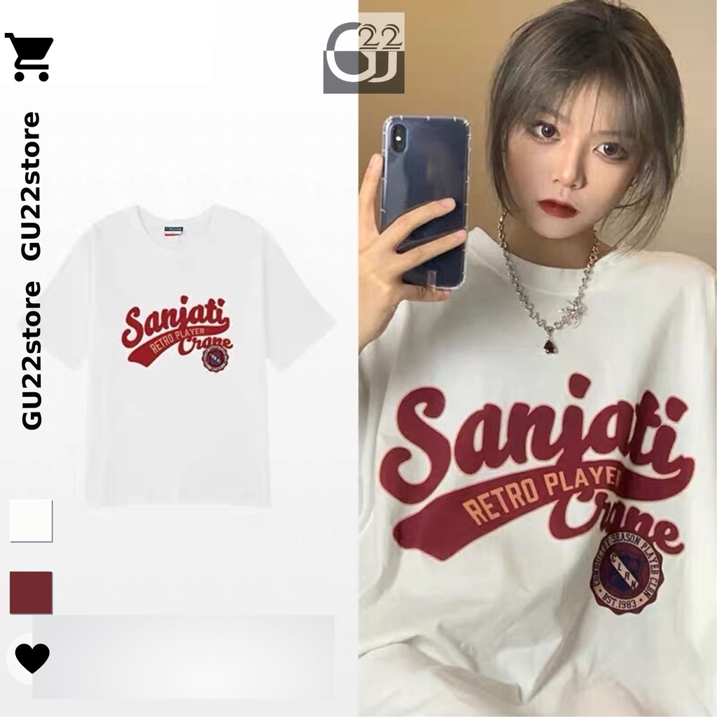Áo Thun Tay Lỡ SANJATI màu trắng basic Unisex Cotton Hotrendding 𝐆𝐔𝟐𝟐