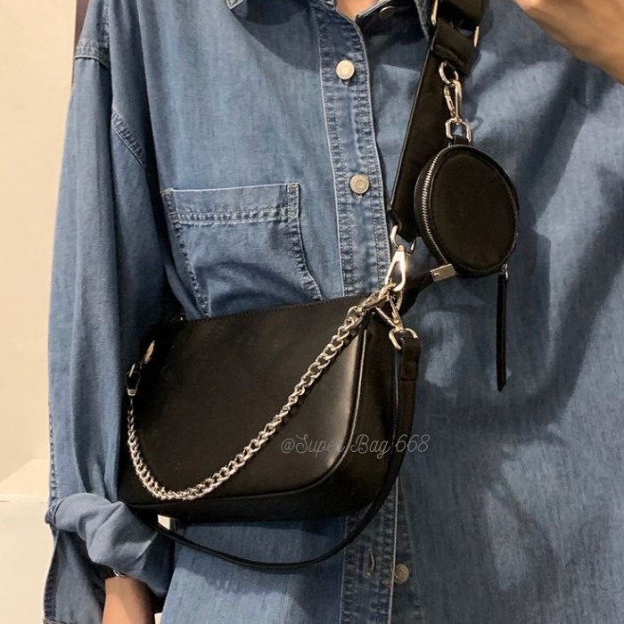 Túi Kẹp Nách Linh Store Set Bộ 2 Túi Ví Đeo Chéo Nữ 5 Chi Tiết, Túi Đeo Ngực, Đeo Bụng Thời Trang