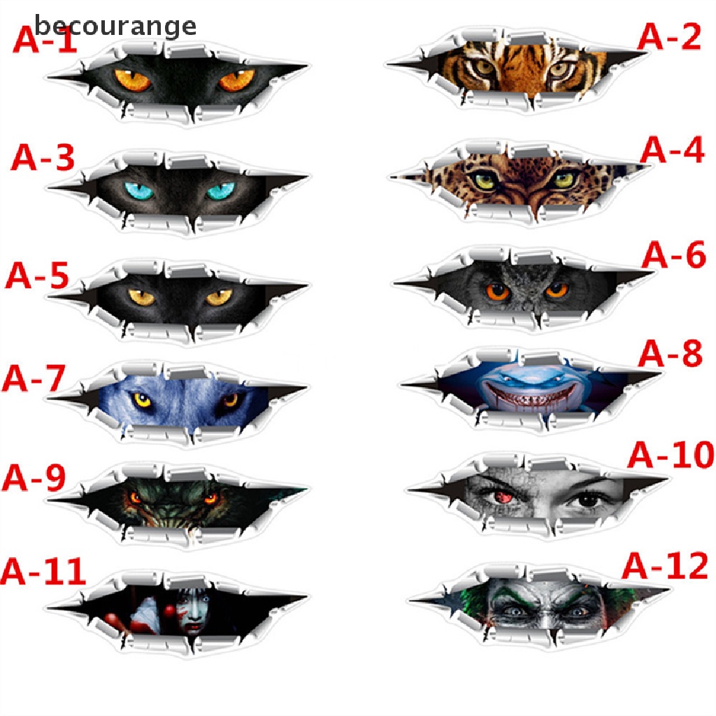 Sticker 3D hình mắt động vật độc đáo chống thấm nước trang trí xe hơi