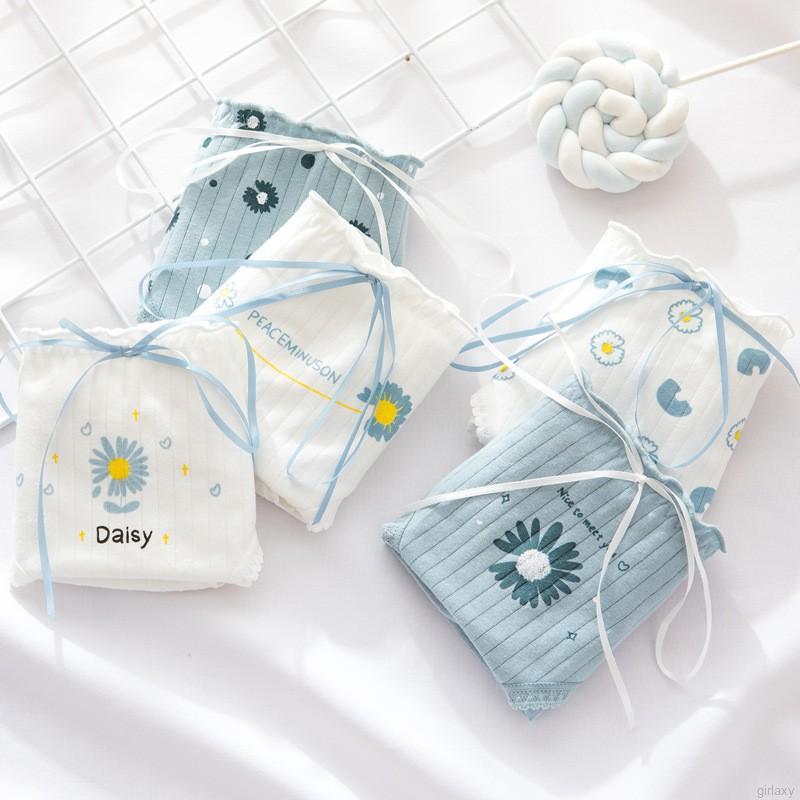 Quần Lót Cotton Lưng Vừa In Họa Tiết Hoa Cúc Xinh Xắn Kiểu Hàn Quốc