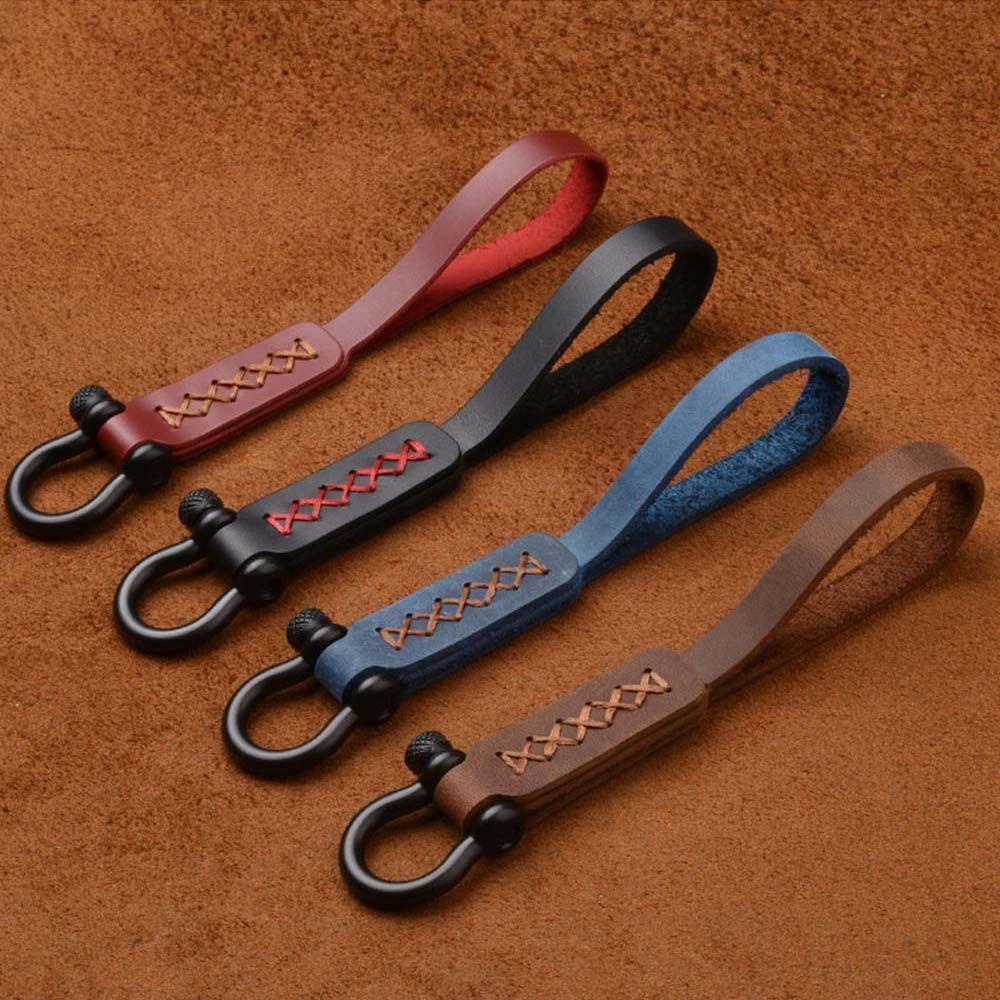 Móc Chìa Khóa Bằng Da Ngựa Phong Cách Retro Nhiều Màu Tùy Chọn Giá Đỡ