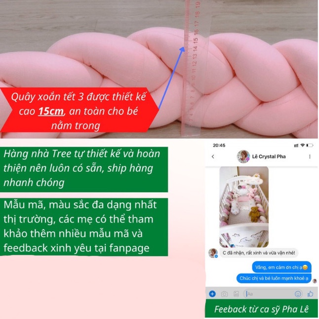 Quây cũi xoắn handmade tết 3 Handmade Nhà Táo, quây sam chặn cũi cho bé