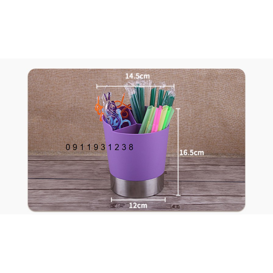 Khay để ống hút tròn mica, đáy inox - giúp quầy bar,bếp xinh + gọn đẹp