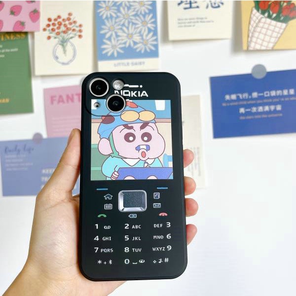 Casing For IPhone 14 Plus 13 Pro Max 12 11 ProMax Mini X Xs Xr 6 6s 7 8 Plus 6+ 6s+ 7+ 8+ Xsmax 14Promax 13Promax 12Promax 11Promax ins Nokia Big brother Cute Cartoon Crayon Shin-chan Tpu Fine Hole Shockproof Soft Phone Case Cover MDD 01