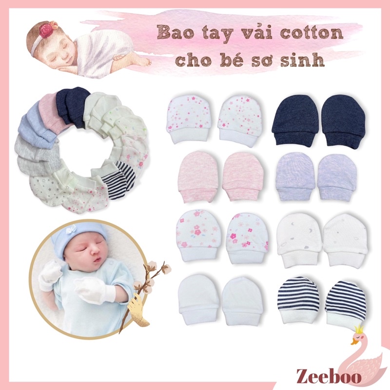 Bao tay sơ sinh Cotton cho bé, hàng xuất khẩu chất liệu vải dày dặn