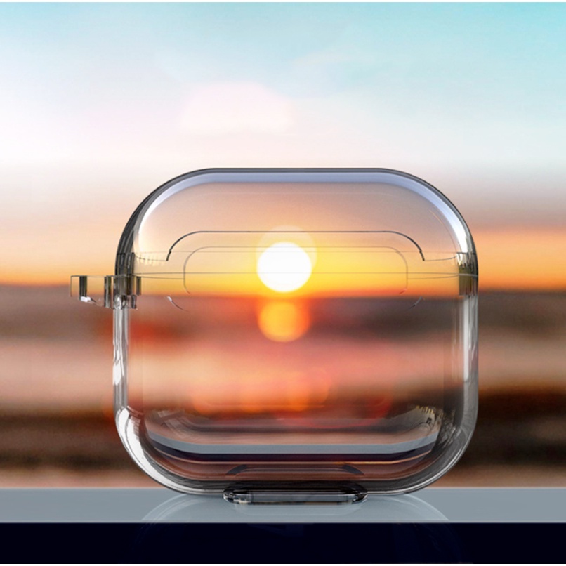 Vỏ bảo vệ hộp sạc tai nghe Compatible for Airpods 3 bằng TPU trong suốt kèm móc khóa tiện dụng