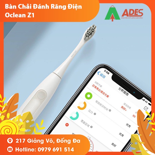 Bàn chải đánh răng điện Oclean Z1 - Hàng Chính Hãng - Sạc nhanh không dây, Màn hình Led, Kháng nước IPX7