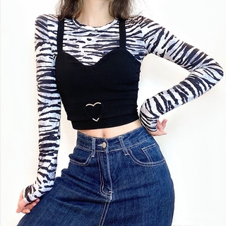 Set áo croptop tay dài hoạ tiết kẻ sọc + quần 2 dây 3l