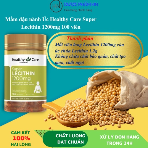 Viên Uống Mầm Đậu Nành Healthy Care Super Lecithin, Giúp Đẹp Da, Tăng Vòng 1, Cân Bằng Nội Tiết Tố Duocphamhn92 100 viên