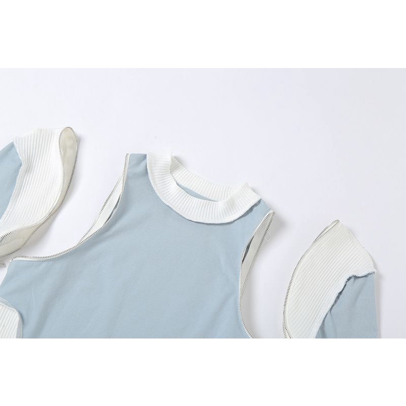 Áo thun nữ croptop 2 cách mặc cá tính sexy - dáng thun cotton tay áo có thể tháo rời