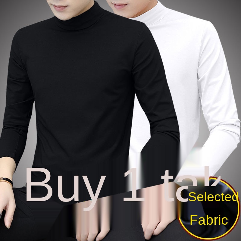 Set 2 Áo Thun Đen Cổ Cao Tay Dài Dáng Ôm Thời Trang Cho Nam