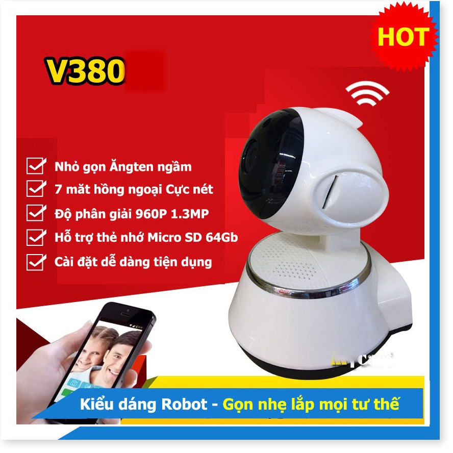 Giá Camera 360 Wifi V380 ✔Chính Hãng✔️ Kết nối không dây qua điện thoại, Đàm thoại 2 chiều, Xoay 360.