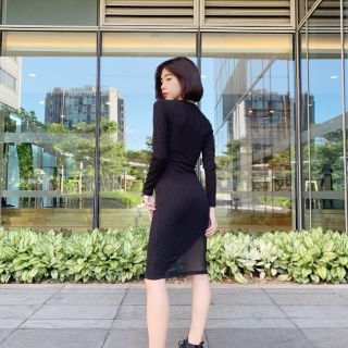 Đầm body tay dài lai phối lưới