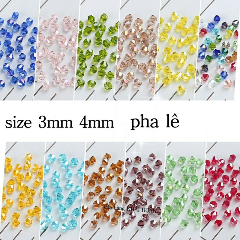 Dây Pha Lê hạt cườm làm vòng tay Hình Nón  4mm