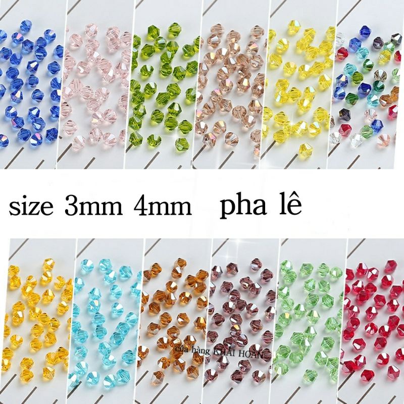 Dây Pha Lê hạt cườm làm vòng tay Hình Nón (thoi) 4mm