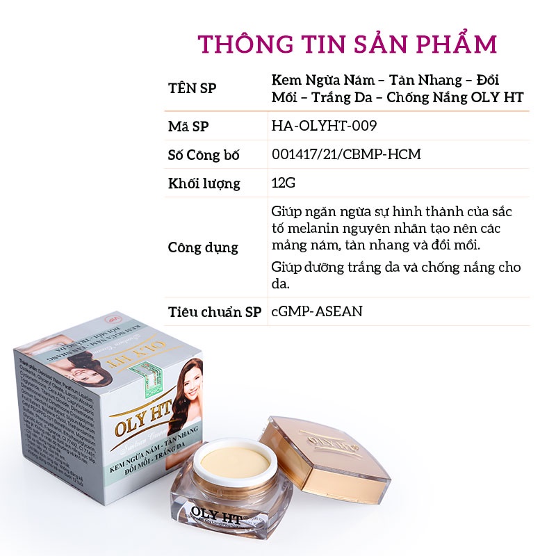 Kem ngừa nám dưỡng trắng da ngừa tàn nhang đồi mồi OLY HT