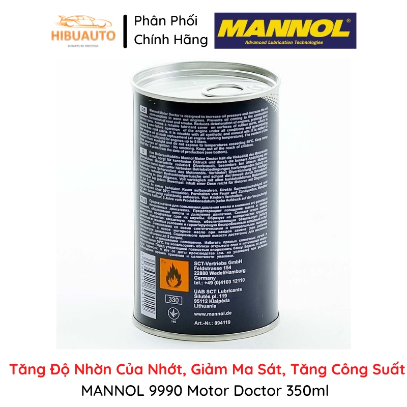 Tăng Độ Nhờn Của Nhớt, Giảm Ma Sát, Tăng Công Suất MANNOL 9990 Motor Doctor 350ml - Hàng Nhập Khẩu Chính Hãng Từ Đức