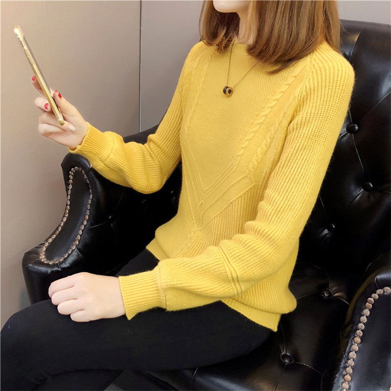 Áo len nữ cổ tròn tay dài chất len dày dặn Al58