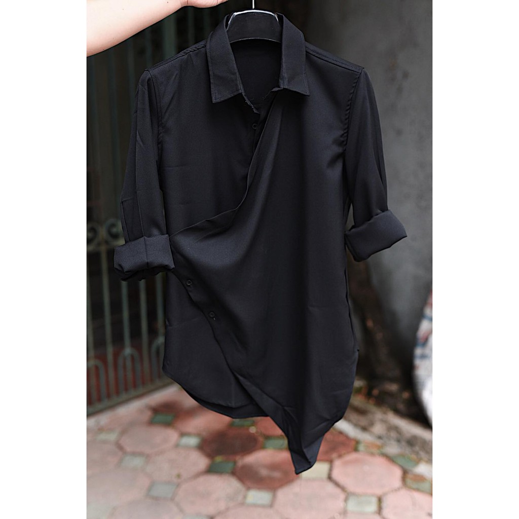 Áo Sơ mi Kimono trắng đen cách tân Phong cách Hàn quốc