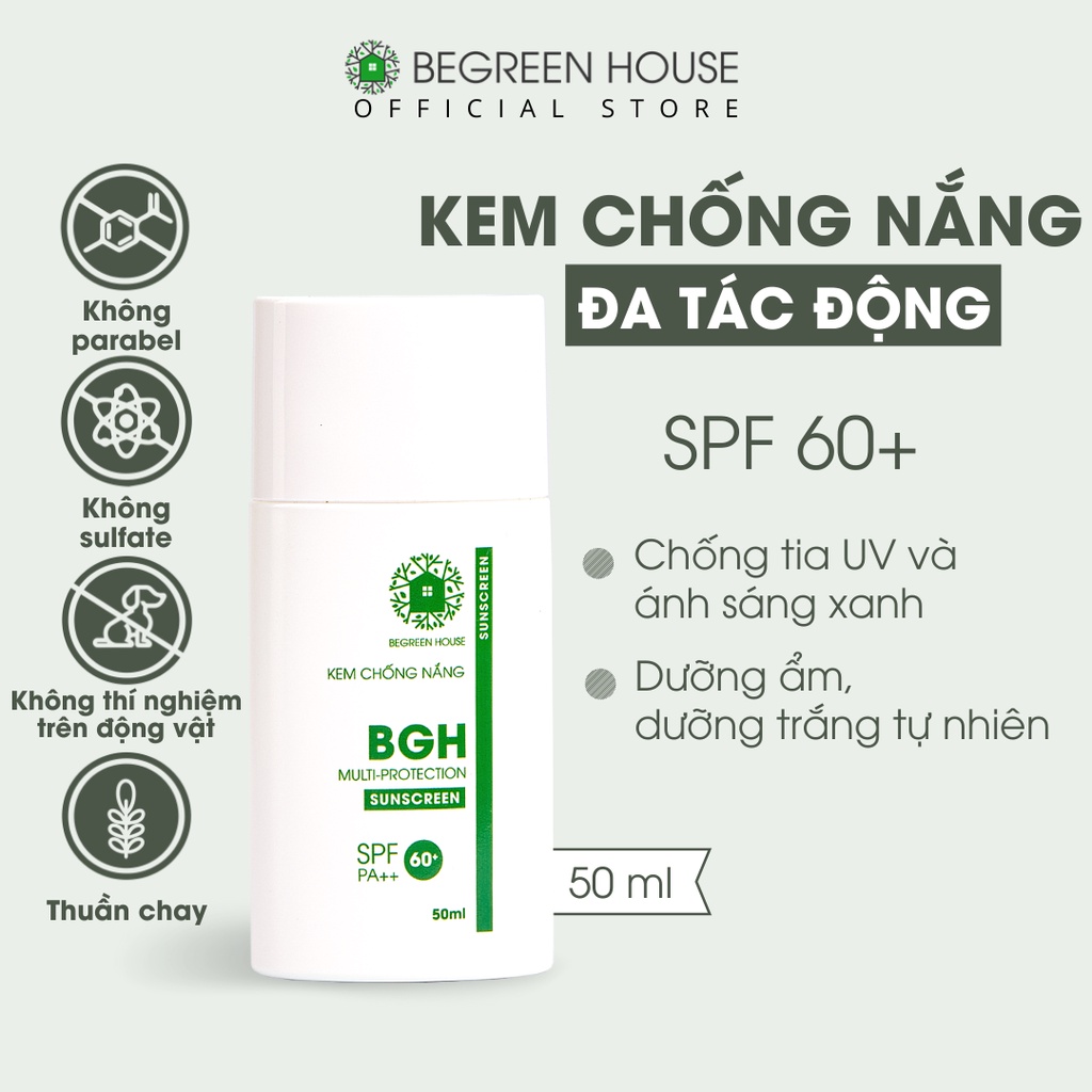 Kem chống nắng cho nam Begreen House 50ml dưỡng ẩm, chống lão hóa, bảo vệ da toàn diện