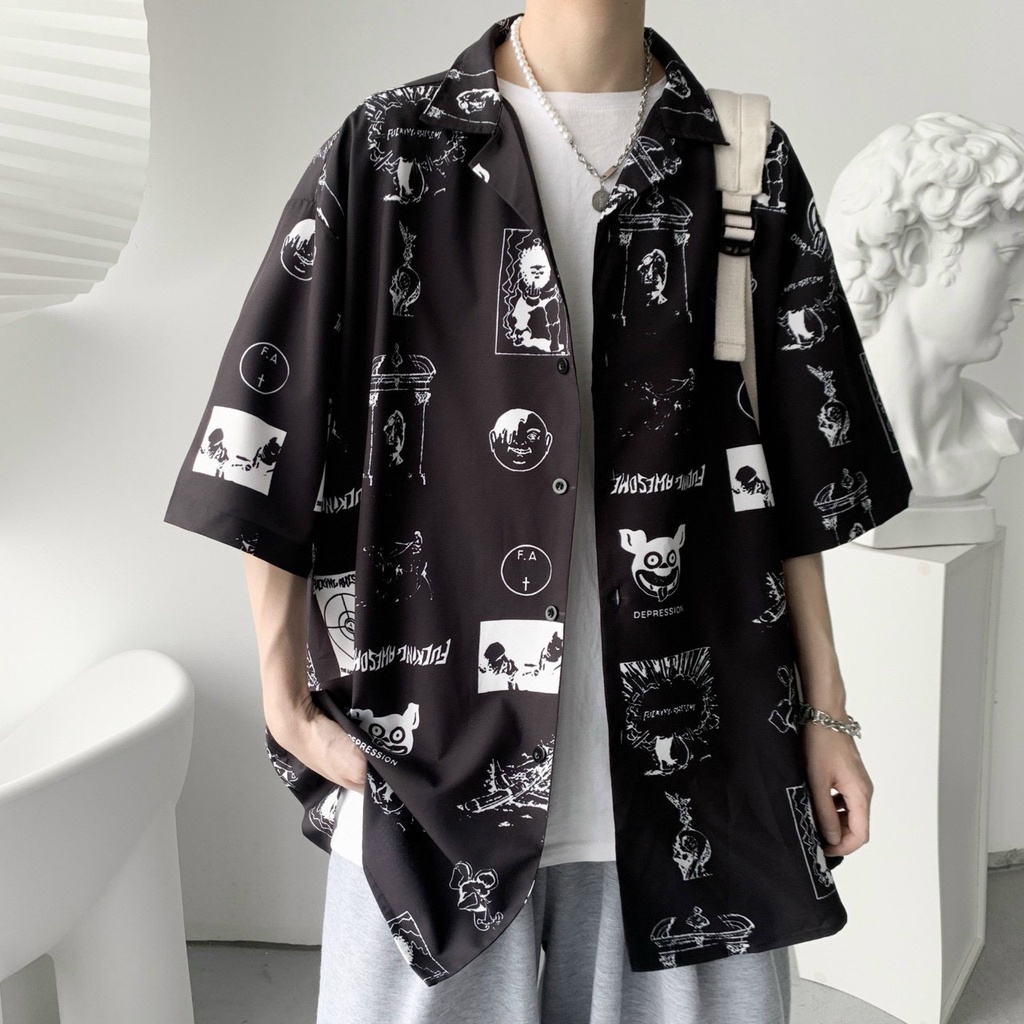 Áo sơ mi nam nữ tay lỡ unisex NHIỀU LOGO HOẠT HÌNH mới về cực đẹp