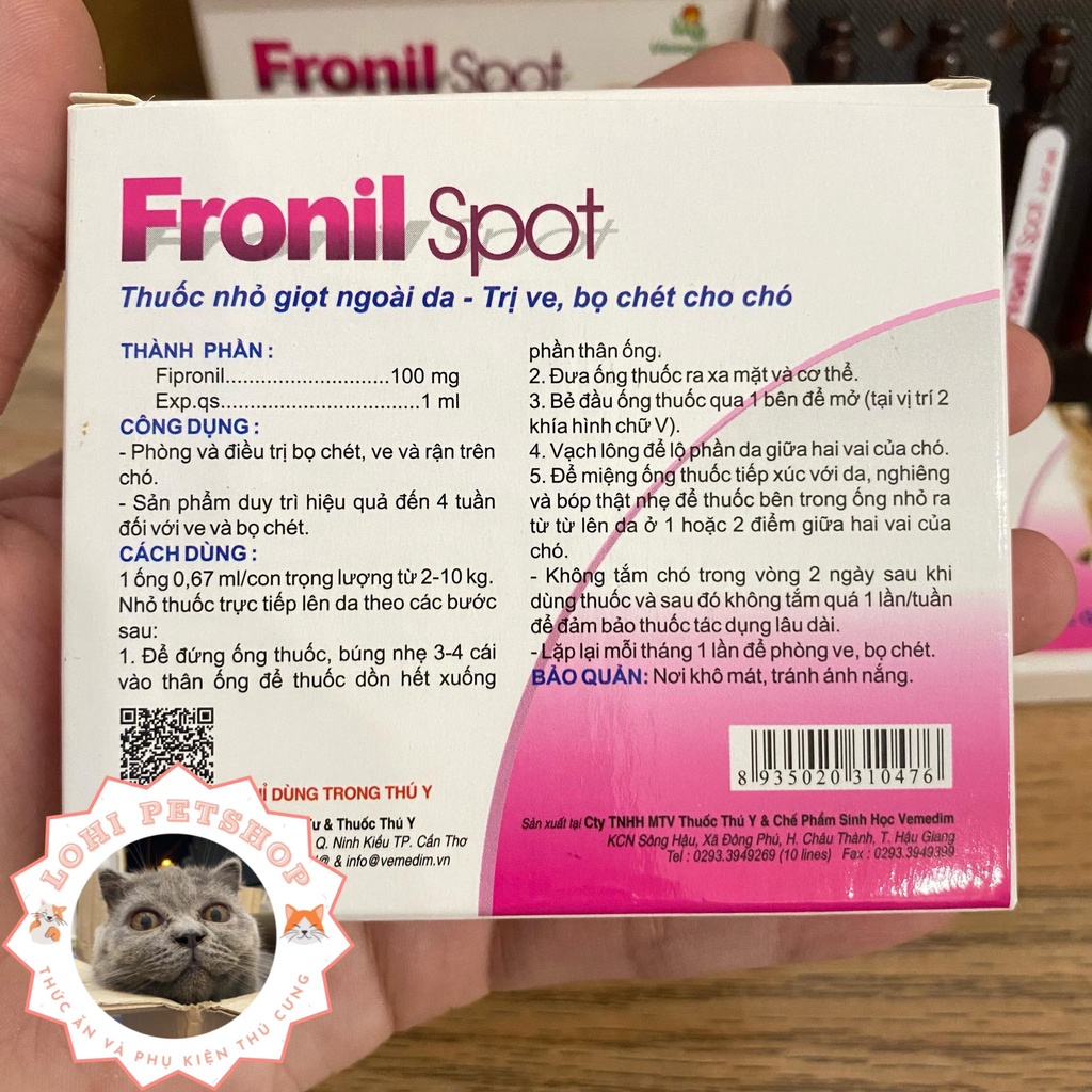 Nhỏ gáy diệt ve rận cho chó mèo - Nhỏ gáy fronil spot