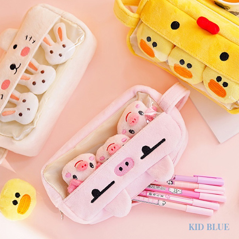 Túi Đựng Bút Cỡ Lớn Phối Lông Kiểu Dáng Dễ Thương Sáng Tạo Cho Nữ