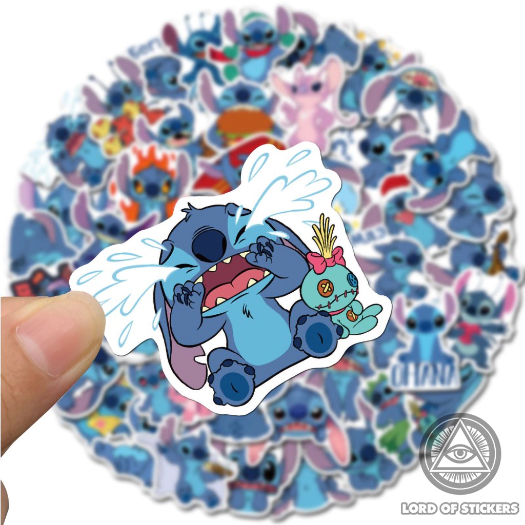 Set 50 Miếng Dán Sticker Hoạt Hình Stitch Chống Thấm Nước Trang Trí Mũ Bảo Hiểm, Điện Thoại, Laptop, Ván Trượt, Sổ, Vali