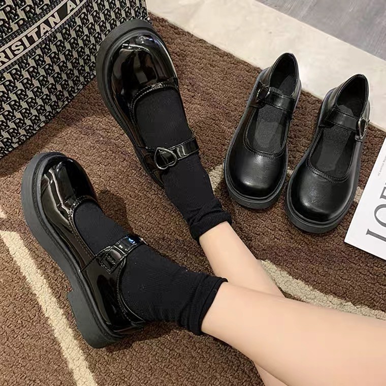 G024 (sẵn lỳ 37,38) Giày Mary Janes mũi tròn khóa tim phong cách nữ sinh Nhật Bản 2021 (ORDER) | BigBuy360 - bigbuy360.vn
