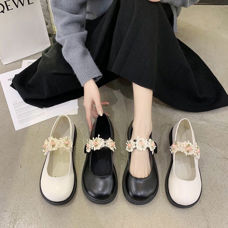 Giày Da Mềm Họa Tiết Hoa Thời Trang Dễ Phối Đồ Cho Nữ