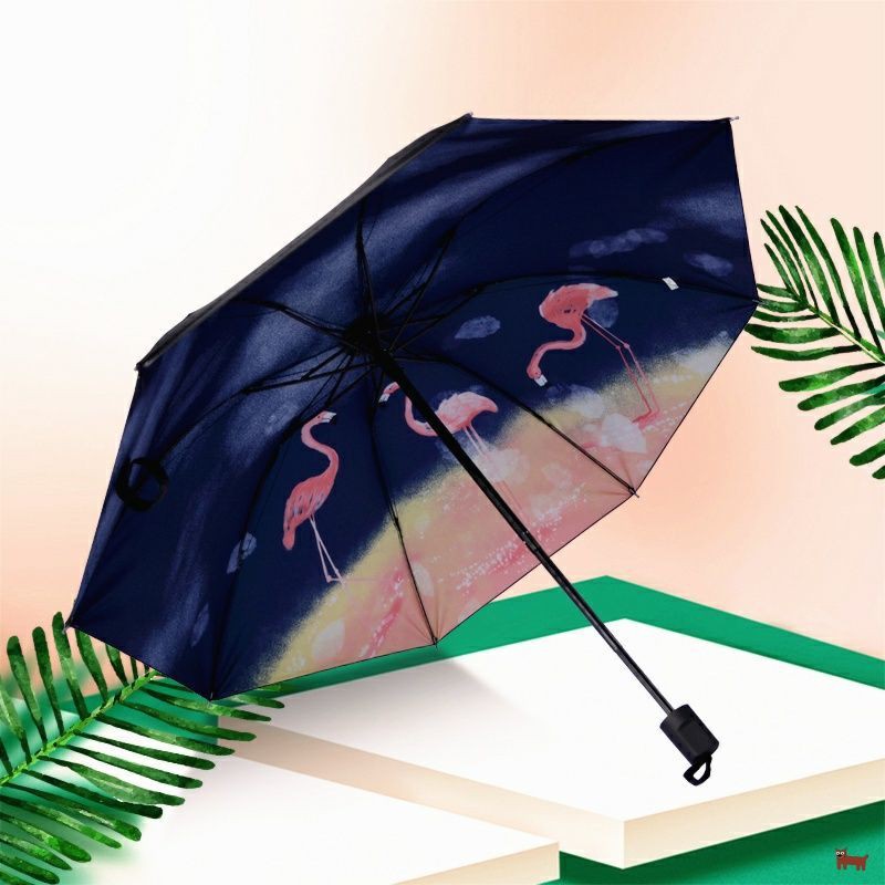 Ô dù nữ Gấp đi mưa nam và Keo đen chống nắng tia UV Small Fresh Umbrella