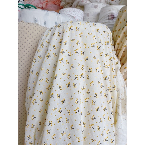 vải thô đũi cara mềm mát may váy áo và đồ handmade cành quả